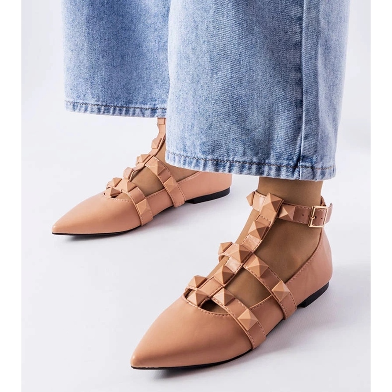 D/GMR Béžové baleríny s efektním zapínáním Blur béžový 1