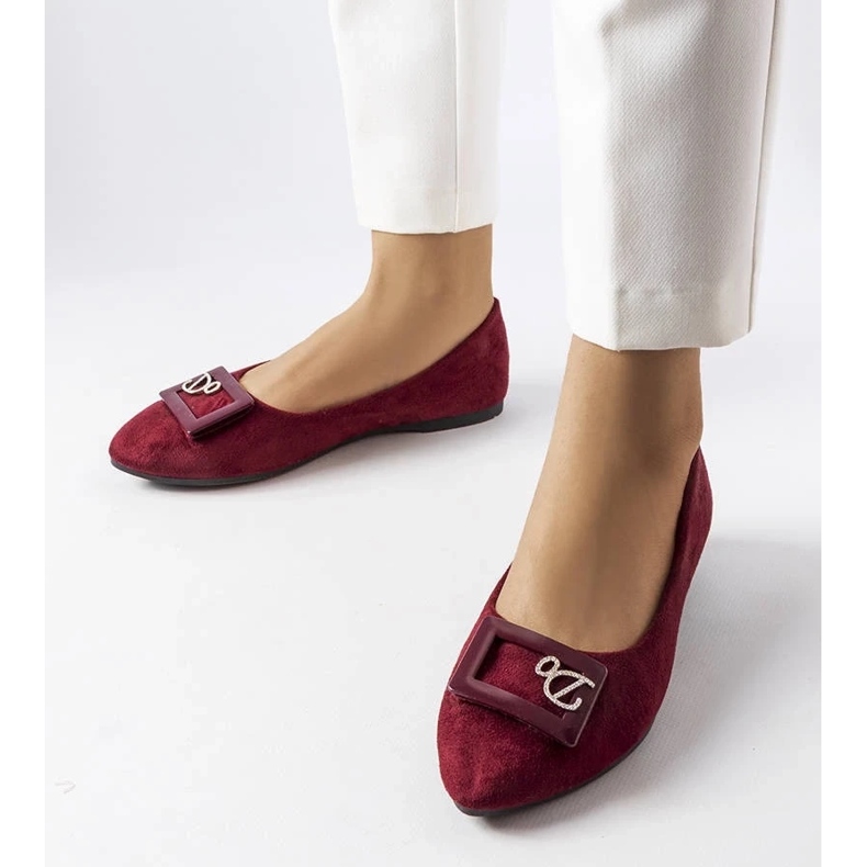 D/GMR Vínové baleríny zdobené kamínky Fleming červené 2