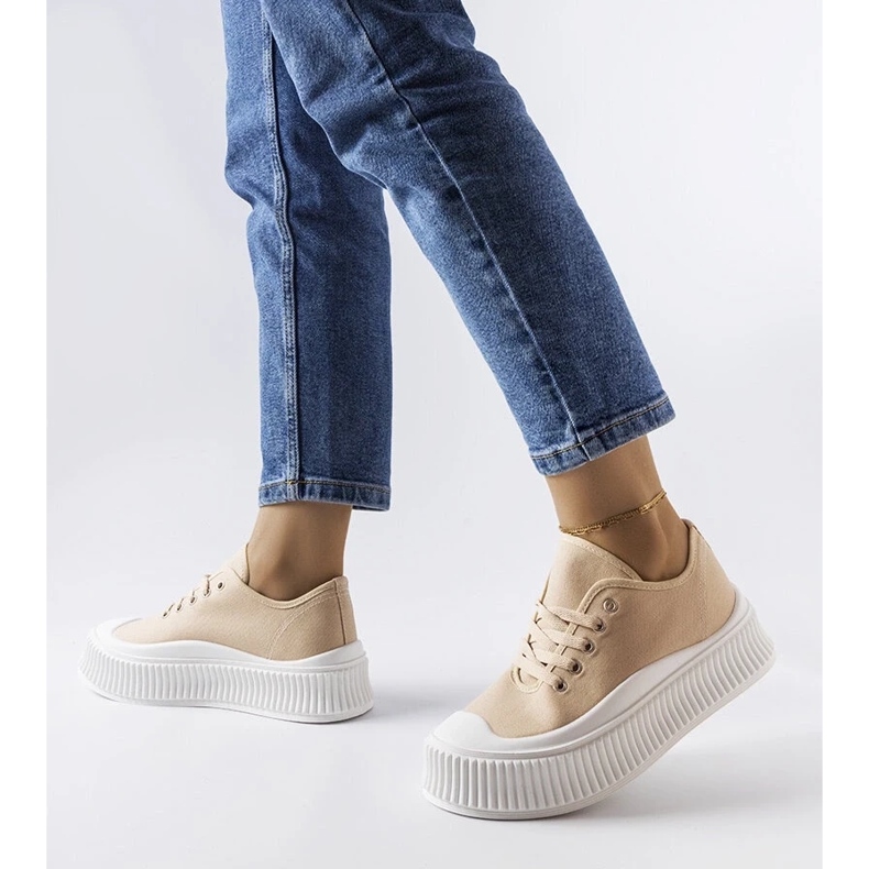 D/GMR Béžové tenisky na platformě od Castanthei béžový 2