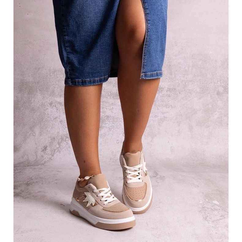 D/GMR Béžové tenisky se zrcadlovou vsadkou od Kollins béžový 1