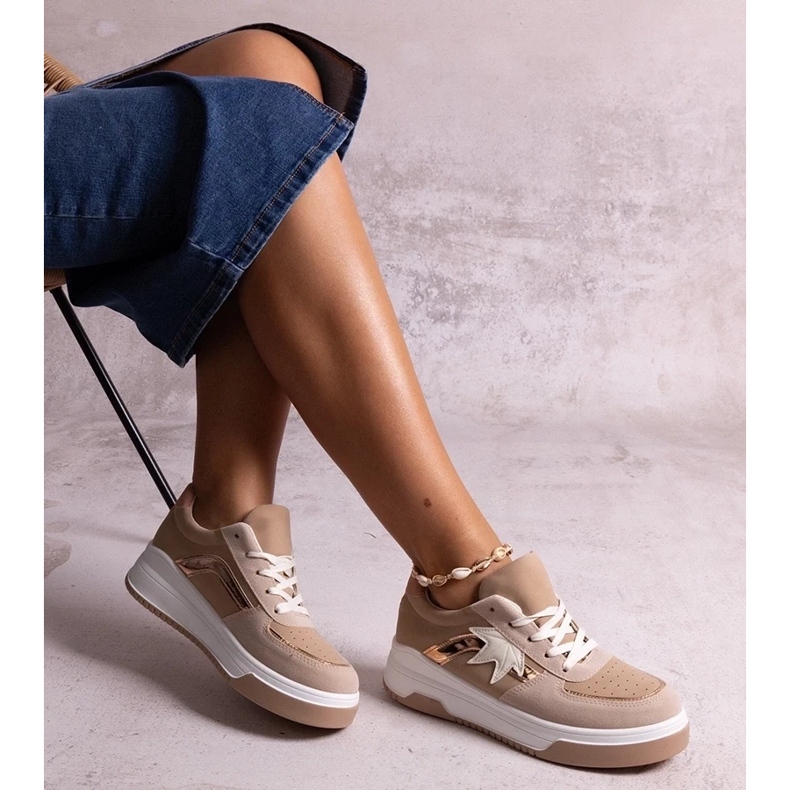 D/GMR Béžové tenisky se zrcadlovou vsadkou od Kollins béžový 2