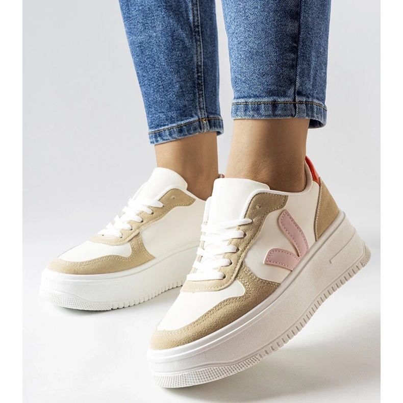 D/GMR Bílé tenisky s růžovou vsadkou Plouffe bílý 2