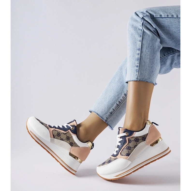 D/GMR Bílé a růžové tenisky Rouxi na klínku bílý 2 D/GMR Bílé a růžové tenisky Rouxi na klínku bílý 2