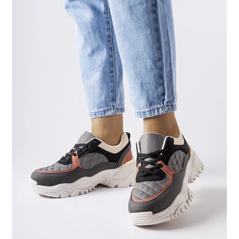 D/GMR Šedé tenisky s barevnými vsadkami od Esquibel šedá 1