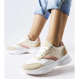 D/GMR Béžové a bílé tenisky se zlatým duffy akcentem béžový 2