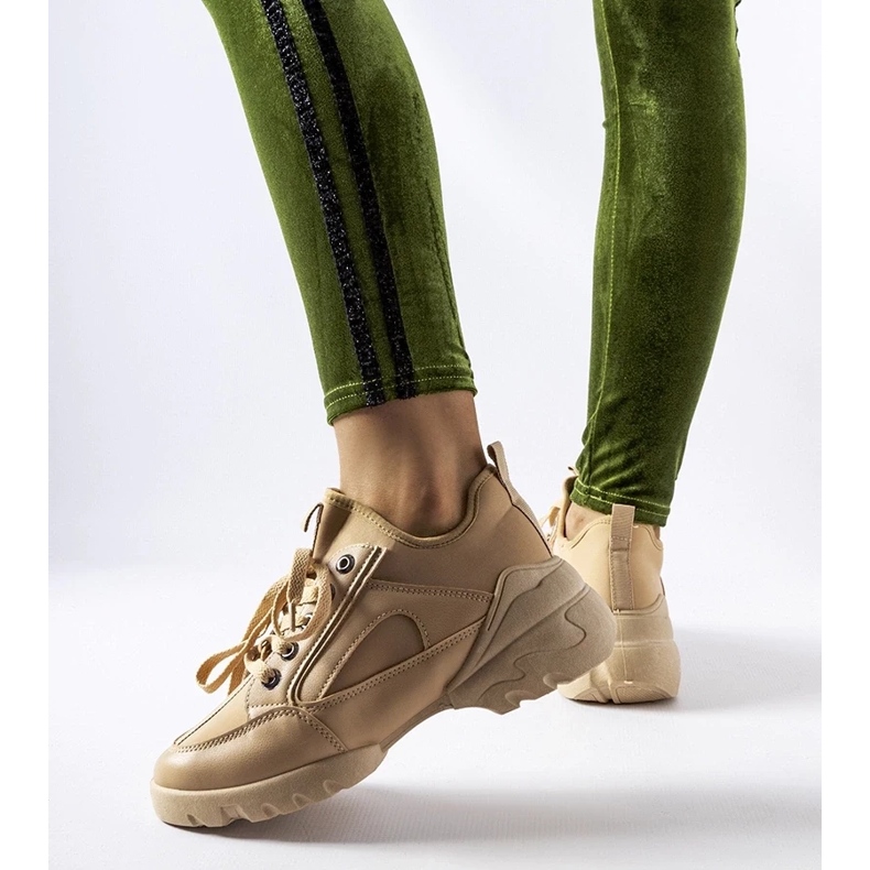 D/GMR Tmavě béžové tenisky s pružným svrškem Abal béžový 2