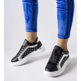 D/GMR Černé tenisky se stříbrným zdobením Leo černá 1 D/GMR Černé tenisky se stříbrným zdobením Leo černá 1