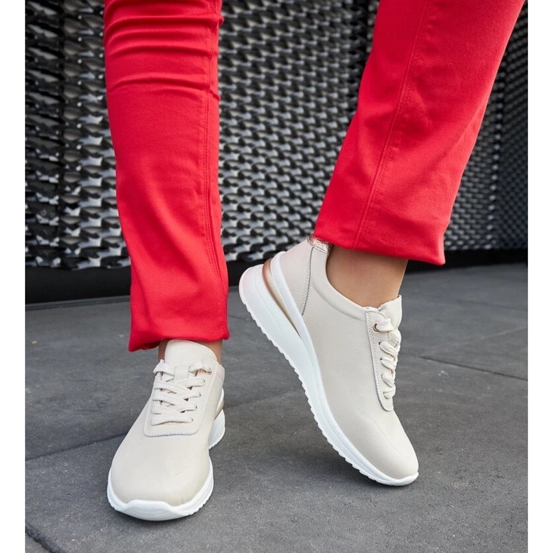 D/GMR Béžové kožené tenisky na klínku značky Federico béžový 2