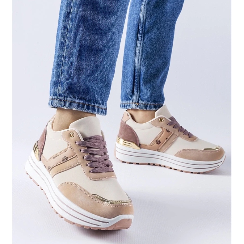 D/GMR Růžové a béžové boty na platformě Provinciale růžový 2