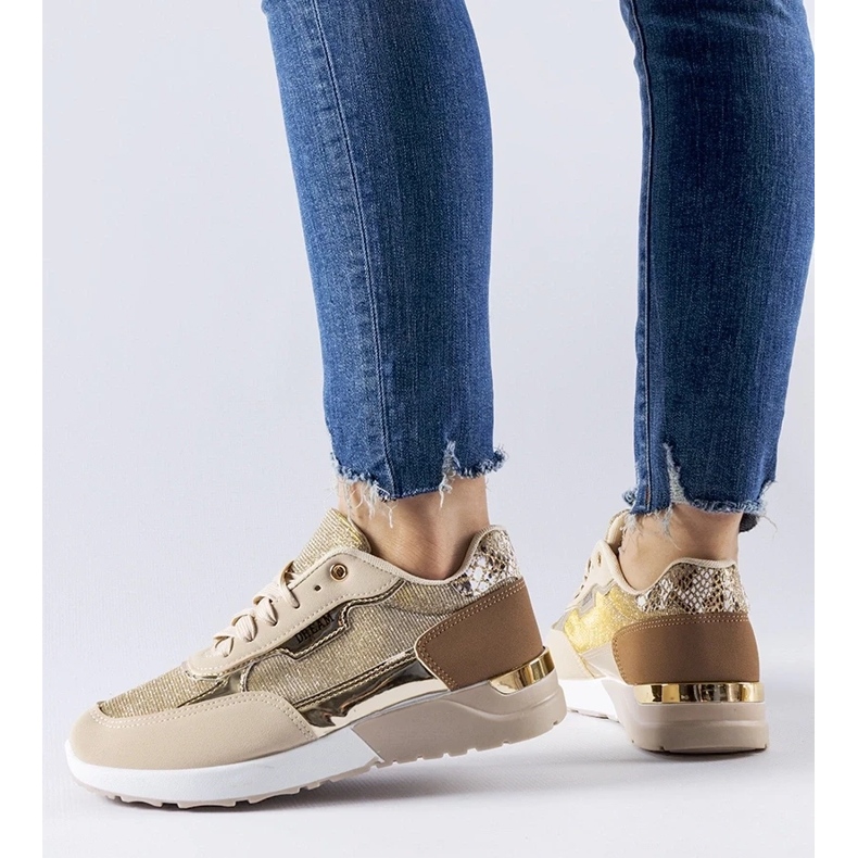 D/GMR Béžové třpytivé tenisky značky Roganzuolo béžový 2