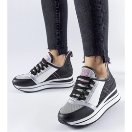 D/GMR Černé třpytivé tenisky na platformě Marce černý 1