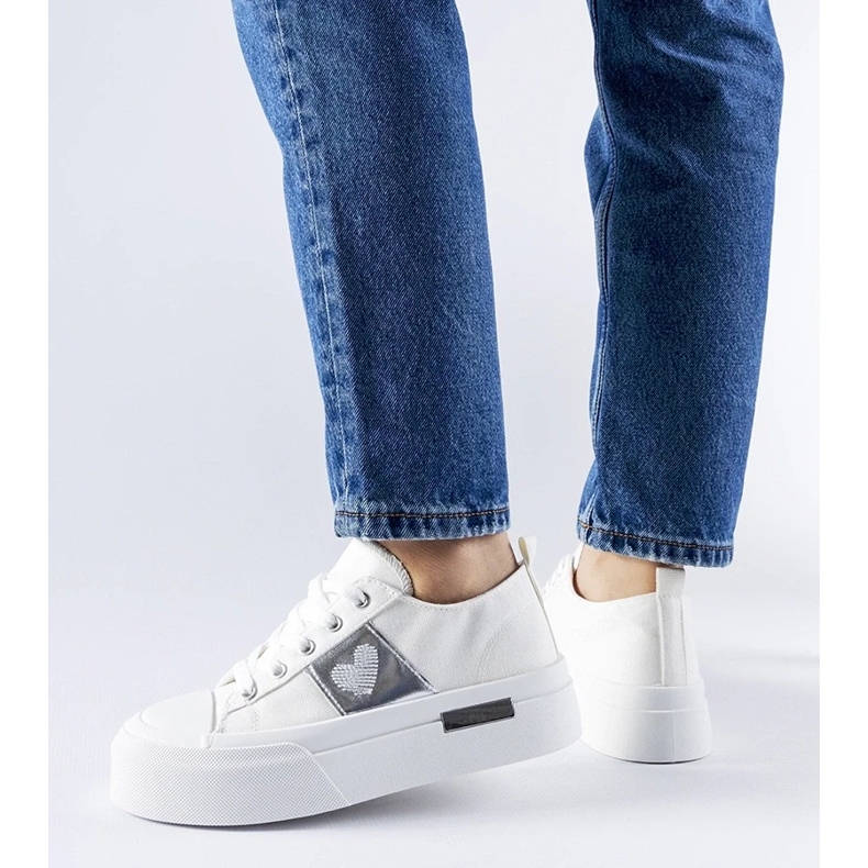 D/GMR Bílé a stříbrné tenisky na platformě Lawton bílý 1