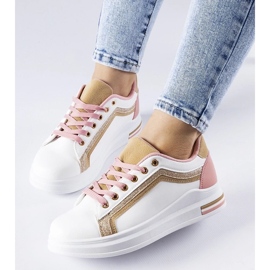 D/GMR Bílé a růžové tenisky na platformě Mayfield se zlatými prvky bílý 1