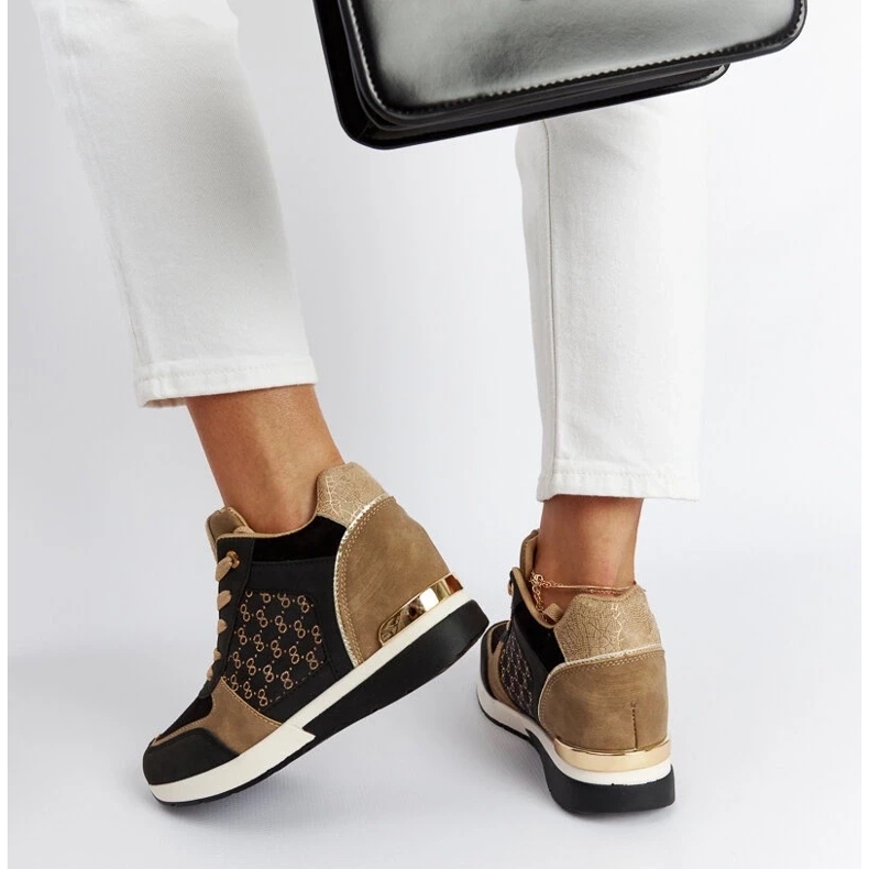 D/GMR Černé kaštanové tenisky na klínku černá 2 D/GMR Černé kaštanové tenisky na klínku černá 2