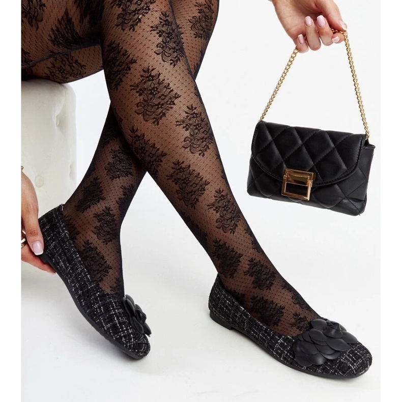 D/GMR Černé balerínky s ozdobným květem Mateja černá 1 D/GMR Černé balerínky s ozdobným květem Mateja černá 1