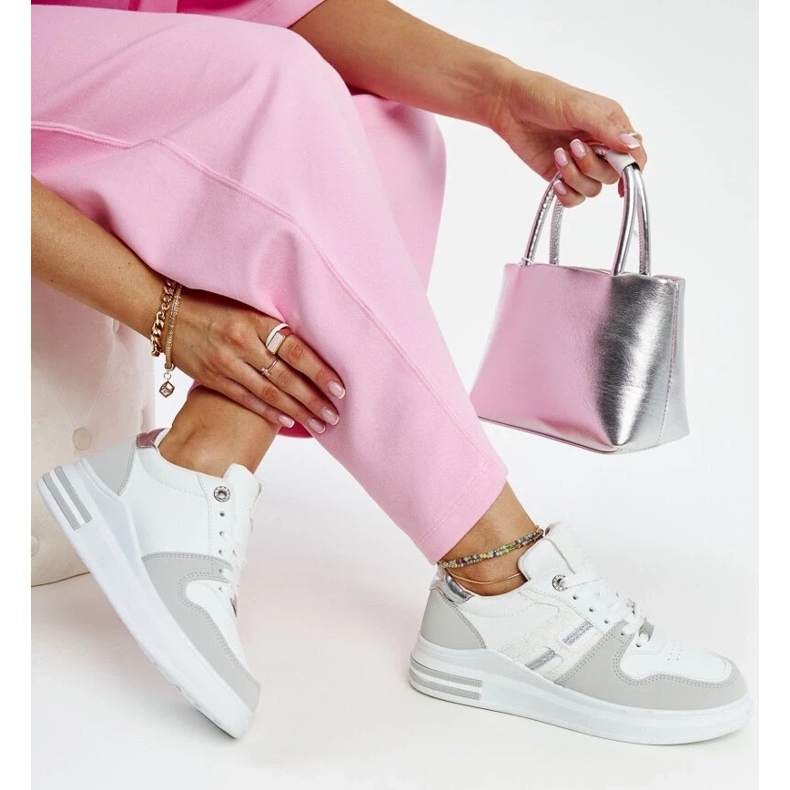 D/GMR Bílé a šedé tenisky na platformě Negisti bílý 2