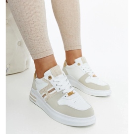 D/GMR Bílé a béžové tenisky na platformě Negisti bílý 1