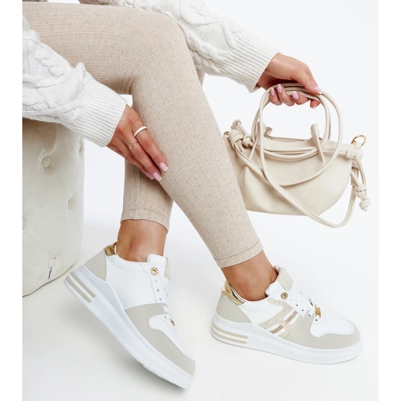 D/GMR Bílé a béžové tenisky na platformě Negisti bílý 2