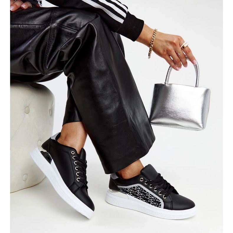 D/GMR Černé tenisky na platformě se třpytkami Fekete černá 2