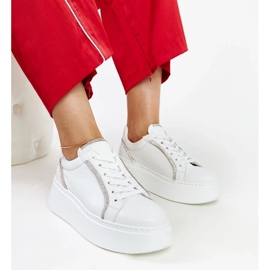 D/GMR Bílé kožené tenisky Karino s kamínky bílý 1