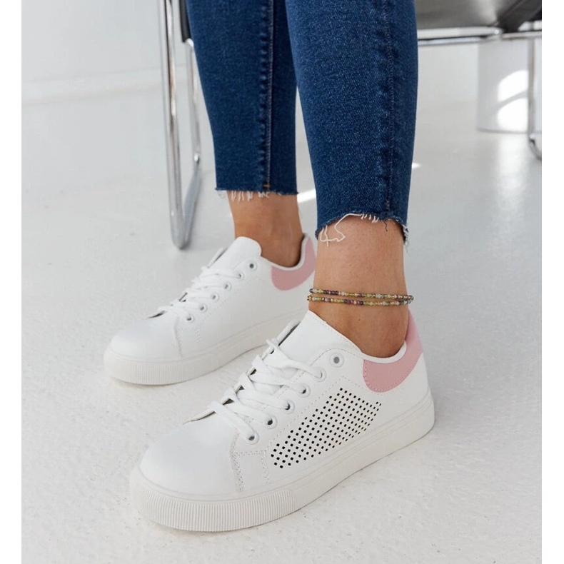 D/GMR Bílé a růžové otevřené tenisky Semhar bílý 2