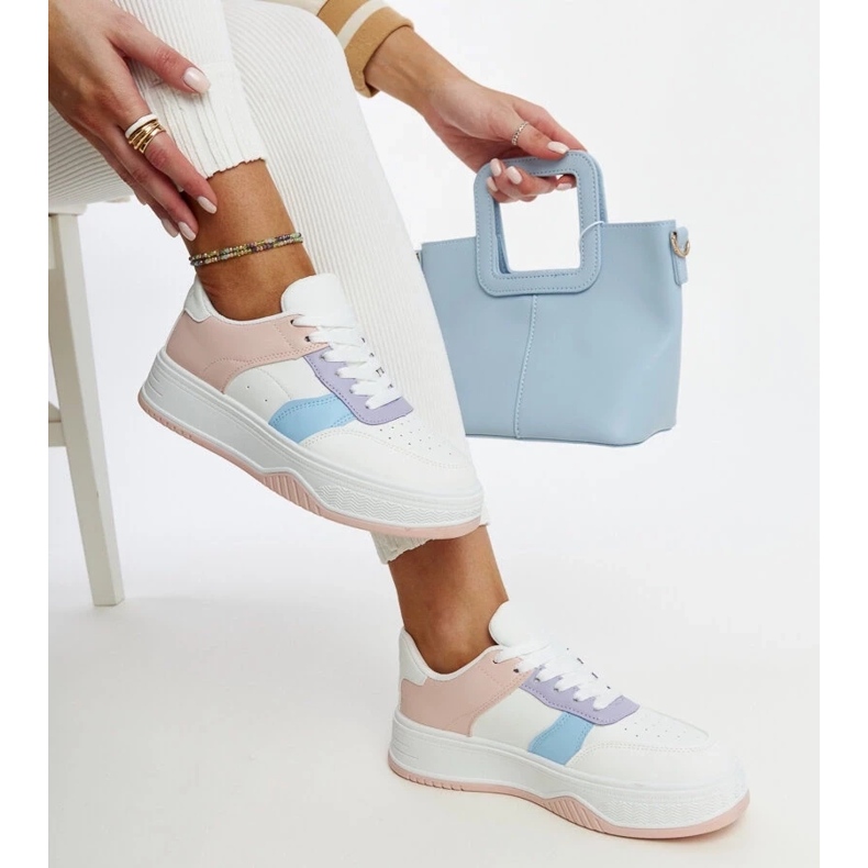 D/GMR Bílé a růžové tenisky se silnější podrážkou Rafida růžový 2