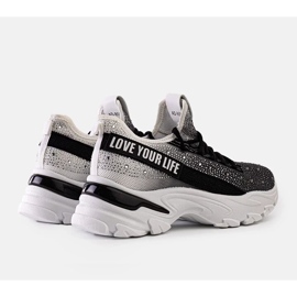 D/CEO Bílé a šedé lesklé masivní tenisky značky Senai černá 2