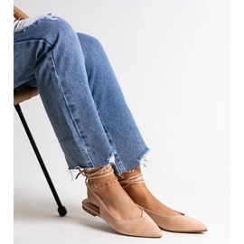 D/CEO Béžové balerínky Leaia na šněrování s otevřeným podpatkem béžový 2