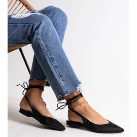 D/CEO Safinové šněrovací černé balerínky s kamínky černá 2