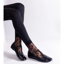 D/CEO Černé balerínky s patentovanou špičkou, zapínání na sponu Gloriana černá 1