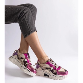 D/CEO Růžové tenisky zdobené zirkonovou šňůrkou Valdez růžový 2