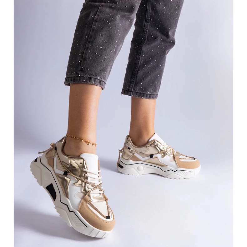 D/CEO Béžové tenisky zdobené zirkonovou šňůrkou Valdez béžový 2