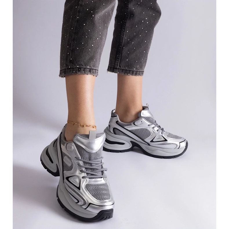 D/CEO Stříbrné tenisky s masivní podrážkou Adom stříbrný 1