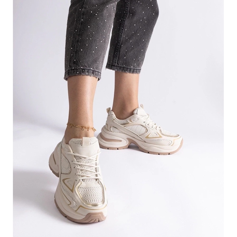 D/CEO Béžové tenisky s masivní podrážkou Adom béžový 1