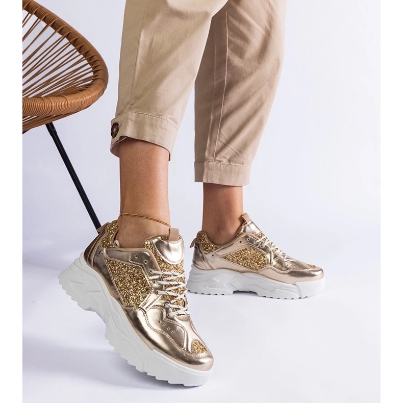 D/CEO Zlaté dámské tenisky s třpytivými vsadkami Caraballo zlatý 2