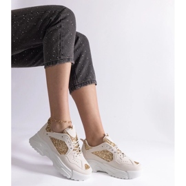 D/CEO Béžové dámské tenisky s třpytivými vsadkami Caraballo béžový 2