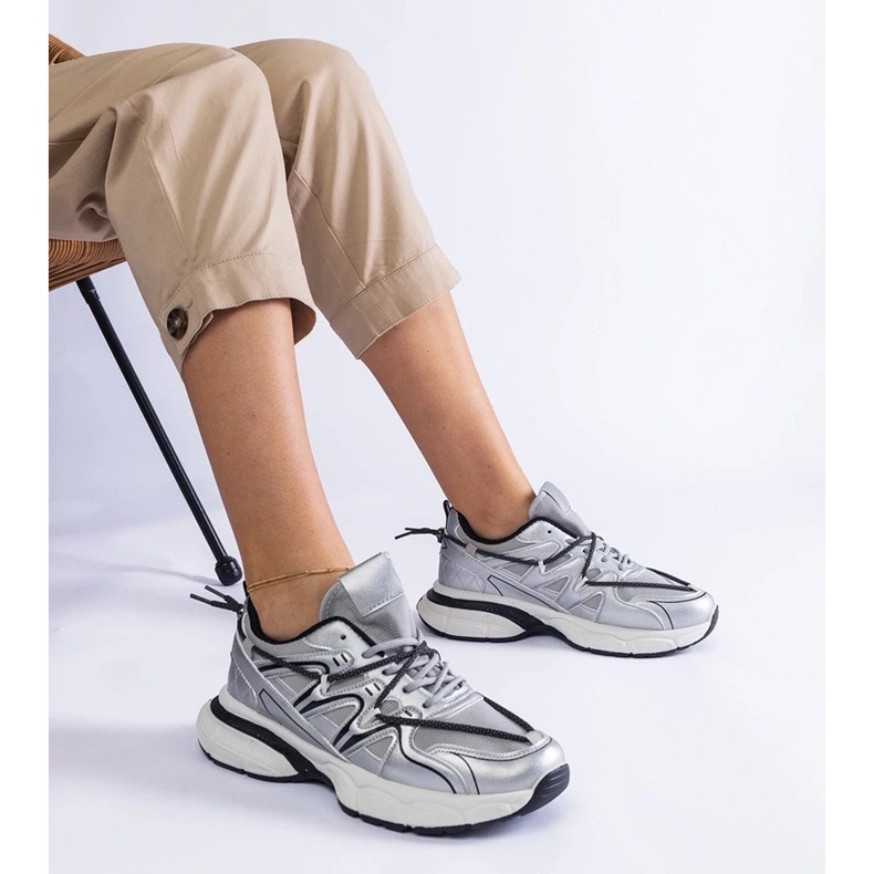 D/CEO Stříbrné dámské tenisky s masivní podrážkou Colunga stříbrný 1