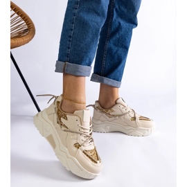 D/CEO Béžové dámské tenisky s agarovými třpytkami béžový 2