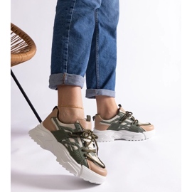 D/CEO Zelené a béžové dámské tenisky Alva béžový 2