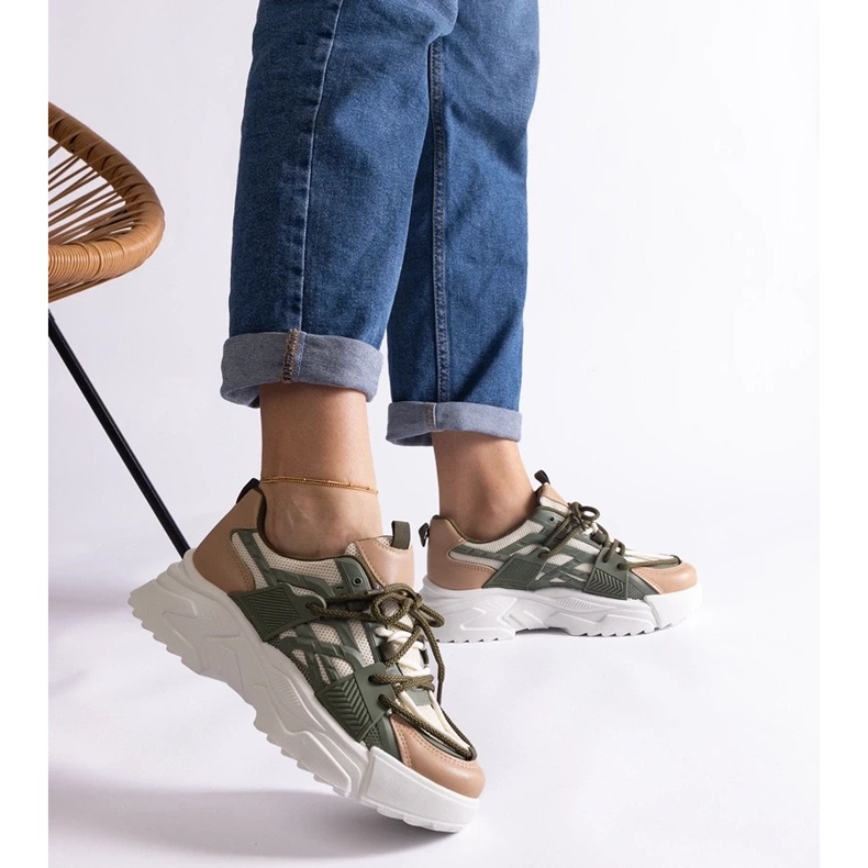 D/CEO Zelené a béžové dámské tenisky Alva béžový 2