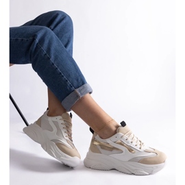 D/CEO Béžové a zlaté dámské tenisky Milenka béžový 1 D/CEO Béžové a zlaté dámské tenisky Milenka béžový 1