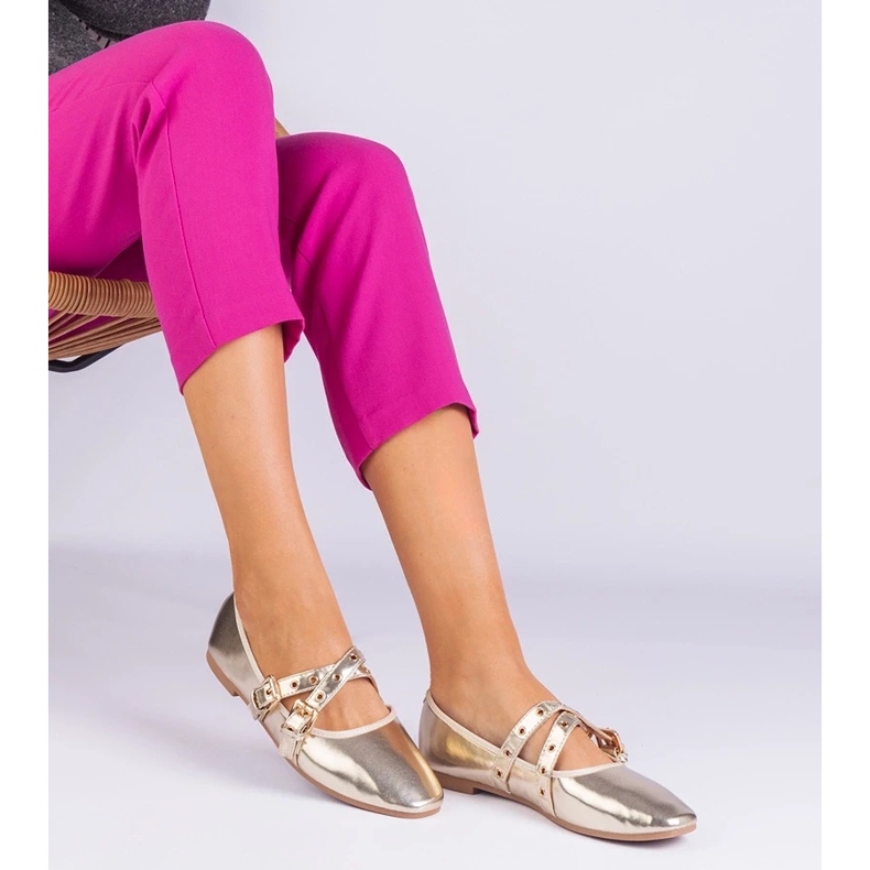 D/CEO Zlaté baleríny vyrobené z ekologických zdobených převlach Emmarino zlatý 1