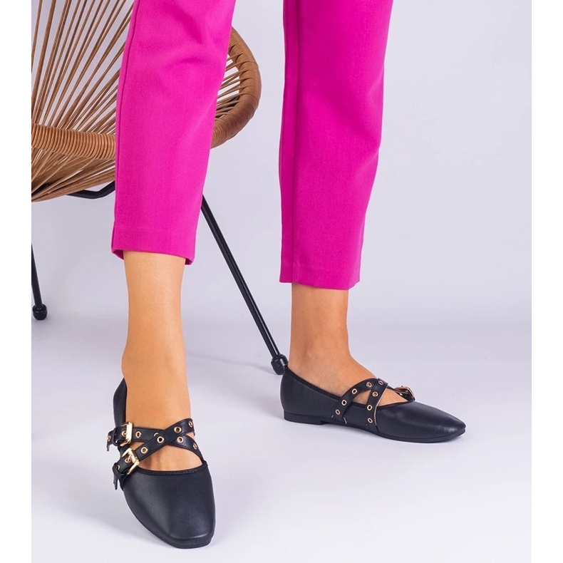 D/CEO Černé baleríny vyrobené z ekologických zdobených převlach Emmarino černá 2