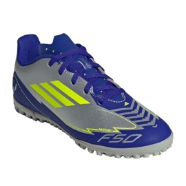 Adidas F50 Club Messi TF IH0923 Silver-Blue Footbam Shoes stříbrný 1