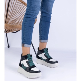 Černobílé ženské sportovní tenisky na platformě černý 1