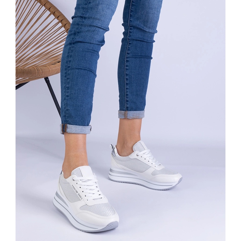 Dámské bílé tenisky na platformě bílý 1