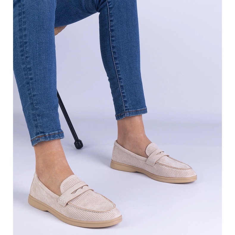 Beige Classic Openwork Mokasíny z Ekozamsz béžový 1