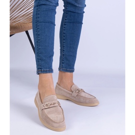 Hnědé otevřené práce ekozamszamowe mokasíny se zlatou dekorací hnědý 1 Hnědé otevřené práce ekozamszamowe mokasíny se zlatou dekorací hnědý 1