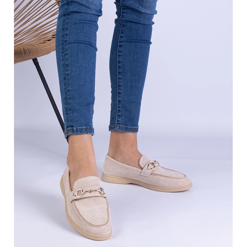 Beige Openwork Ekozamzamowe mochéry se zlatou dekorací béžový 1