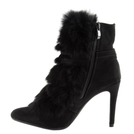 Černé kozačky na vysokém podpatku s kožíškem černá 1319 Black 1